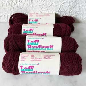 Vintage Columbia-Minerva Lady Handicraft Wool Needlepoint Yarn Lot 3+ Garnet